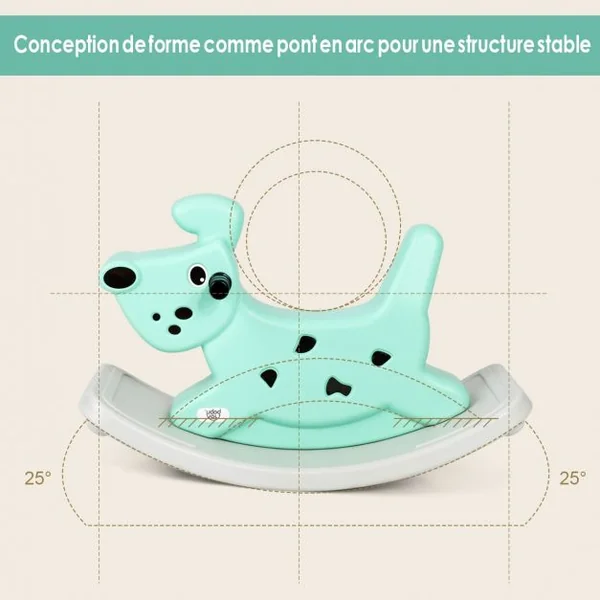 Cheval à Bascule avec Musique et Lumières pour Enfants de 6 Mois Jouet à Bascule Extérieur/Intérieur 77x37x48cm Vert