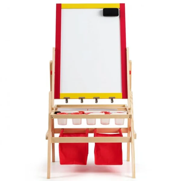 Chevalet 3 en 1 pour Enfants avec Rouleau de Papier Tableau Magnétique Blanc et Noir Accessoires 52,5x515x106,5cm
