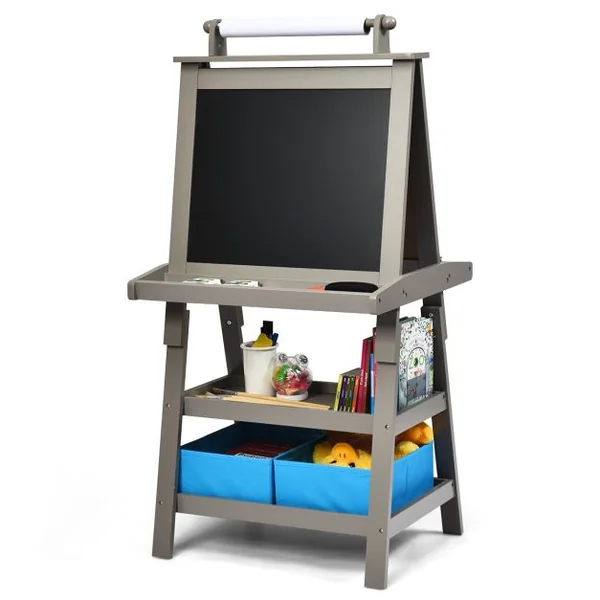 Chevalet pour Enfants 3 en 1 Tableau de Dessin Magnétique Double Faces (Tableau Blanc + Tableau Noir) 7 Couleurs au Choix