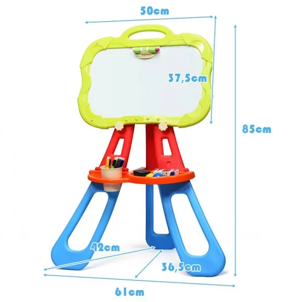 Chevalet pour Enfants de +3 Ans sur Pieds Chevalet Double Faces Nombreux Accessoires Portable en PP 61x36,5x85 cm