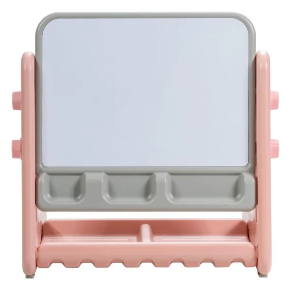 Chevalet à Dessin pour Enfant avec Tableau Magnétique Inclinable Réglable Blanc Rose