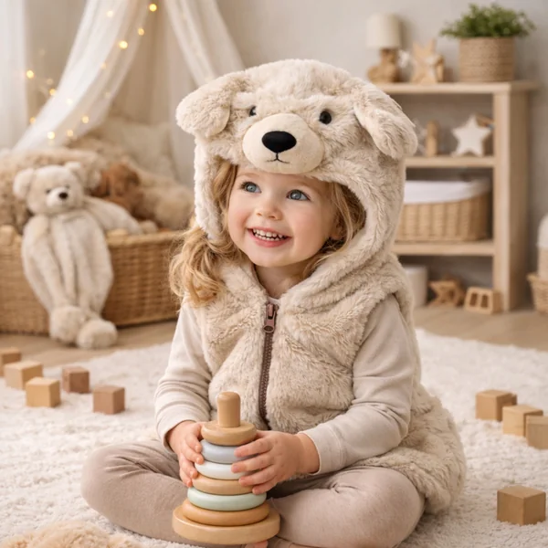 Children's pilou pilou sleeveless gilet with hood