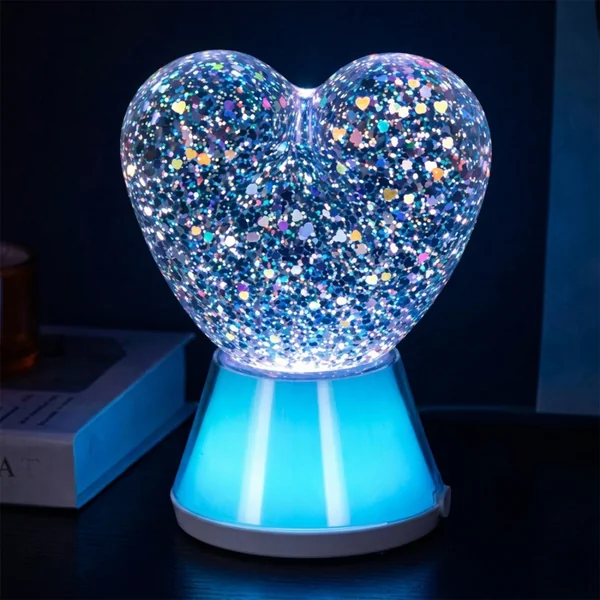 Child's rgb glitter heart night light
