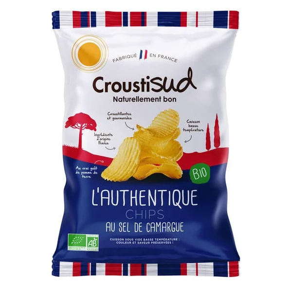 Chips pommes de terre de terre natures ondulées épaisses 100g