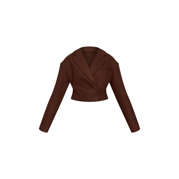 Chocolat Blazer Cintré Court Aspect Laine