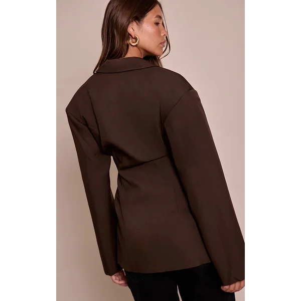 Chocolat Blazer Cintré À Taille Ajustée