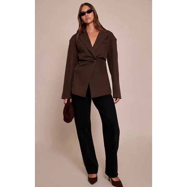 Chocolat Blazer Cintré À Taille Ajustée