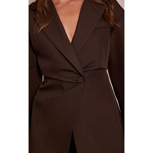 Chocolat Blazer Cintré À Taille Ajustée