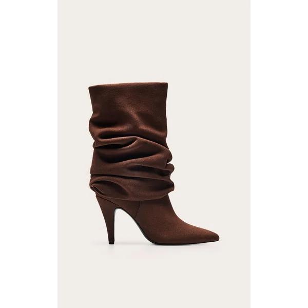 Chocolat Bottines À Revers Plissé En Synthétique