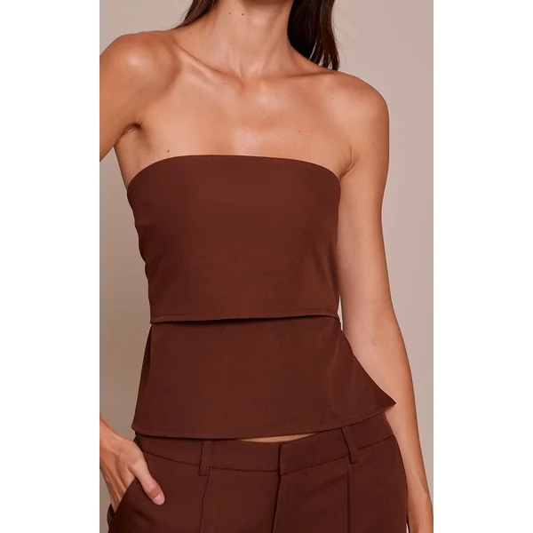 Chocolat Caraco Fluide En Satin Texturé