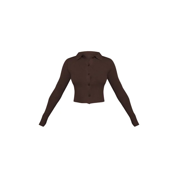 Chocolat Cardigan Boutonné En Maille Petite