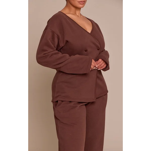 Chocolat Cardigan Boutonné En Molleton Shape