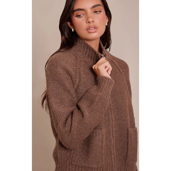 Chocolat Cardigan En Maille Zippé Avec Détail De Poches