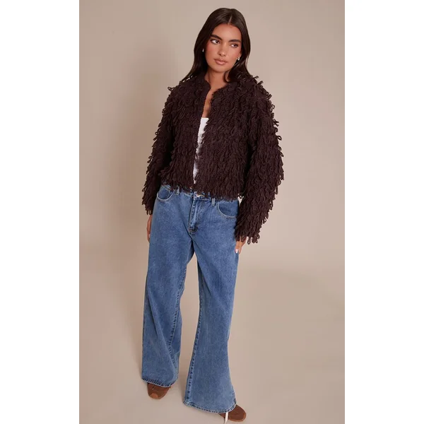 Chocolat Cardigan Oversize En Maille Bouclée