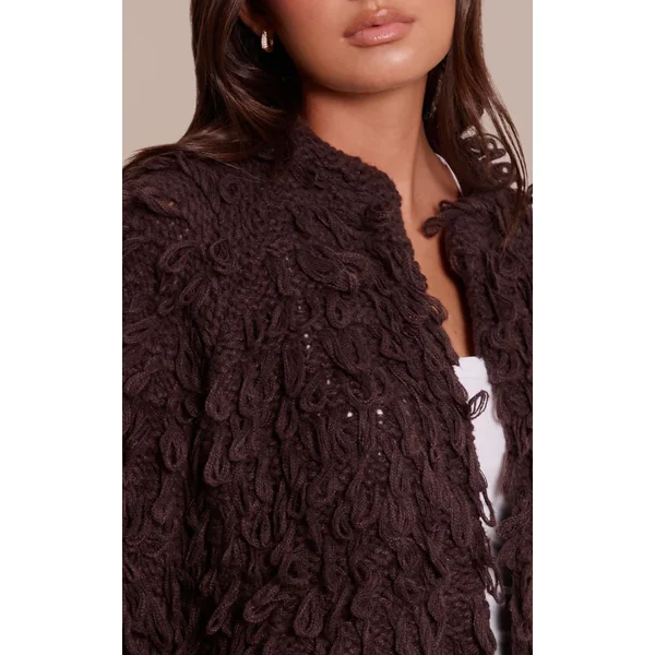 Chocolat Cardigan Oversize En Maille Bouclée