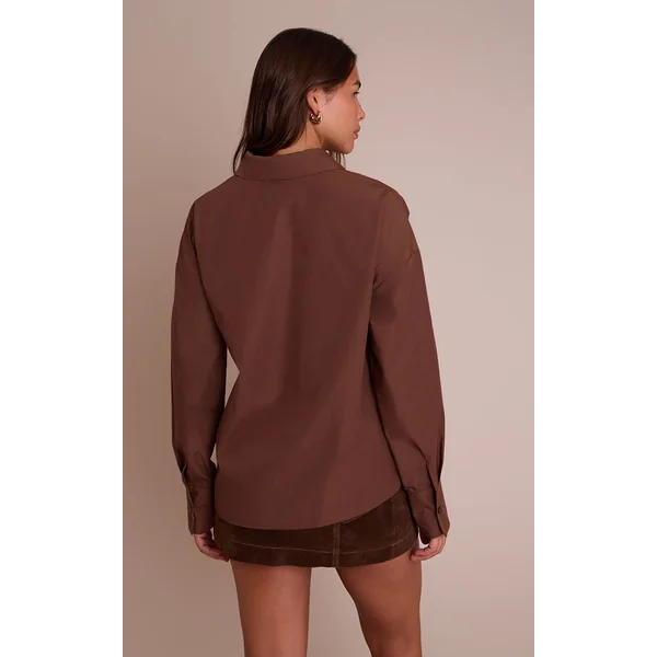 Chocolat Chemise Drapée Asymétrique