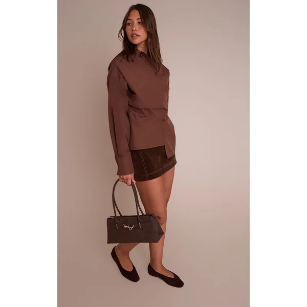 Chocolat Chemise Drapée Asymétrique