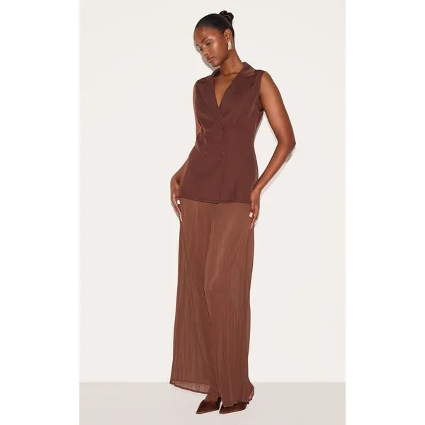 Chocolat Combinaison-pantalon En Mousseline Avec Superposition De Gilet Tissé