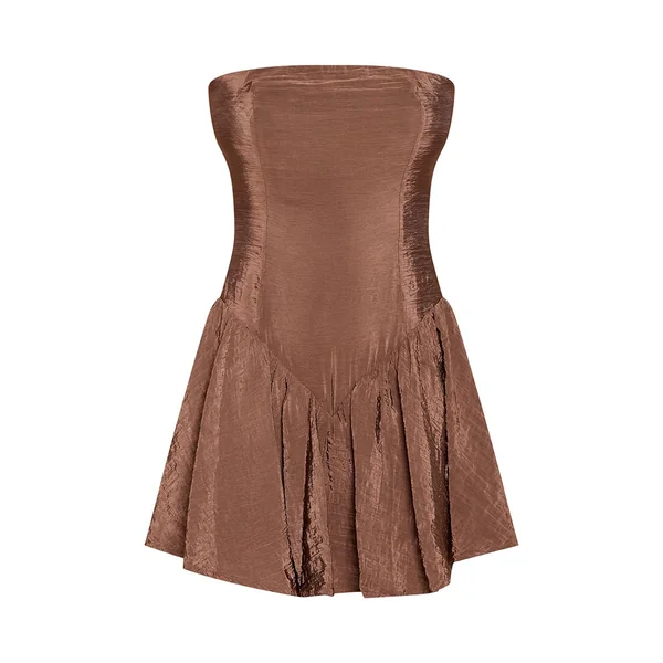 Chocolat Combi-short Jupe Bandeau Texturée Tissée