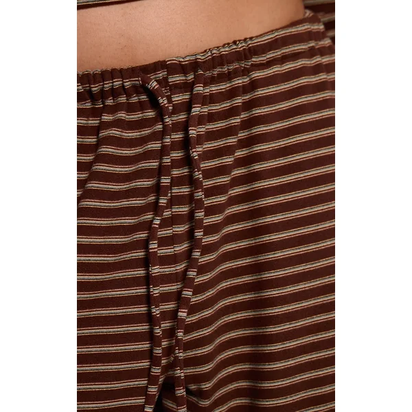 Chocolat Ensemble Coordonné Jogging Jambe Droite En Molleton Doux Rayé Grande Taille