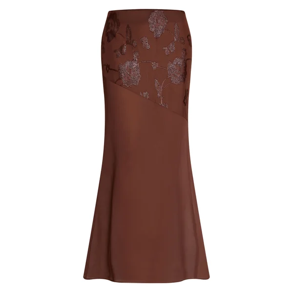 Chocolat Ensemble Maxi Taille Basse En Mousseline À Paillettes Florales