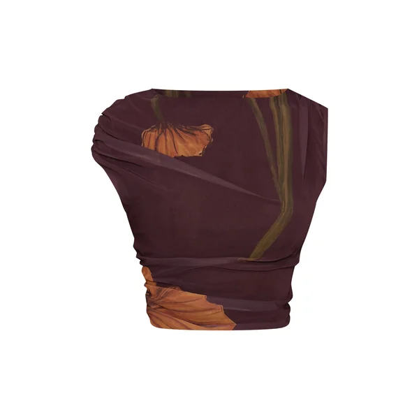 Chocolat Foncé Haut Asymétrique En Mousseline Ensemble Coordonné