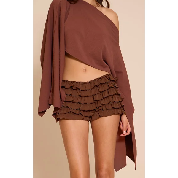 Chocolat Foncé Short Bloomer À Volants Extrêmes