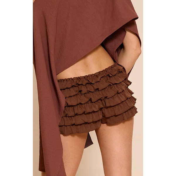 Chocolat Foncé Short Bloomer À Volants Extrêmes