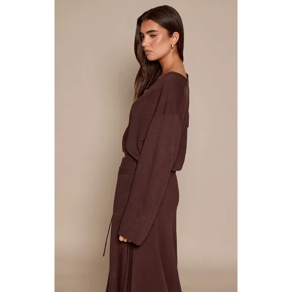 Chocolat Gilet Cache-cœur Vaporeux En Maille Transparente
