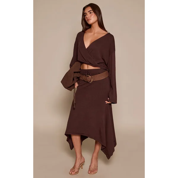 Chocolat Gilet Cache-cœur Vaporeux En Maille Transparente