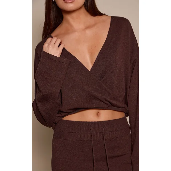Chocolat Gilet Cache-cœur Vaporeux En Maille Transparente