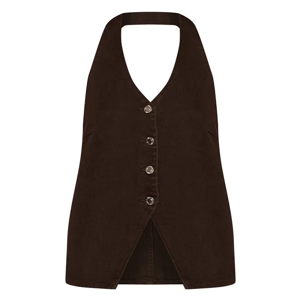 Chocolat Gilet En Jean À Encolure Américaine