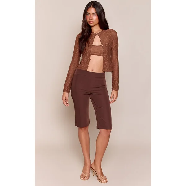 Chocolat Haut Boutonné Transparent À Détail Brassière Et Imprimé Fleuri Ditsy