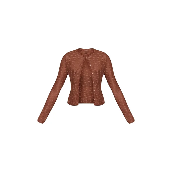 Chocolat Haut Boutonné Transparent À Détail Brassière Et Imprimé Fleuri Ditsy