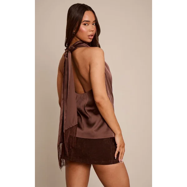 Chocolat Haut En Satin À Détails De Franges