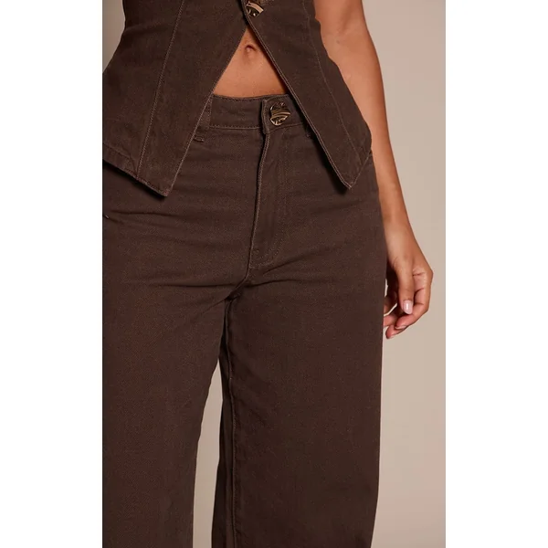 Chocolat Jean En Denim À Jambes Larges Avec Détails Contrastants Petite