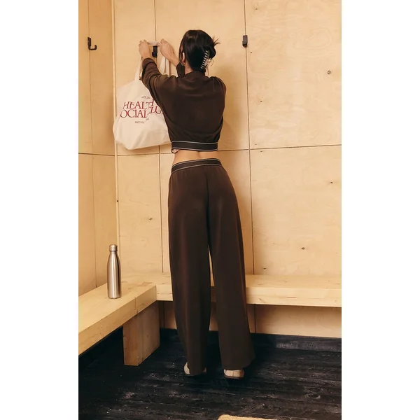 Chocolat Jogging Plt À Taille Élastiquée Et Jambes Larges Ultra Doux