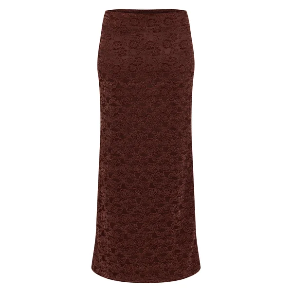Chocolat Jupe Longue En Velours Dentelle Taille Mi-haute Ensemble Coordonné