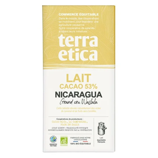 Chocolat lait Nicaragua 53% 100g