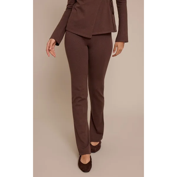 Chocolat Legging Évasé En Maille Fine Tall