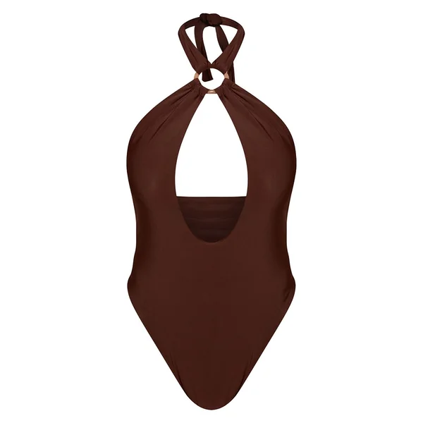 Chocolat Maillot De Bain Plongeant Dos Nu Sculptant