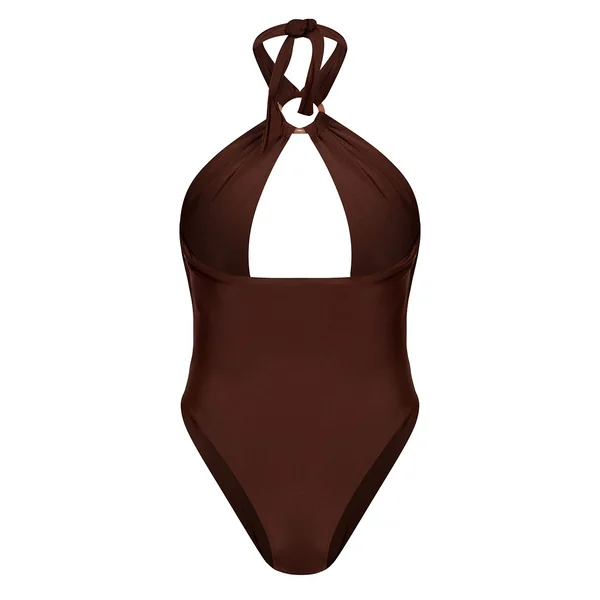 Chocolat Maillot De Bain Plongeant Dos Nu Sculptant