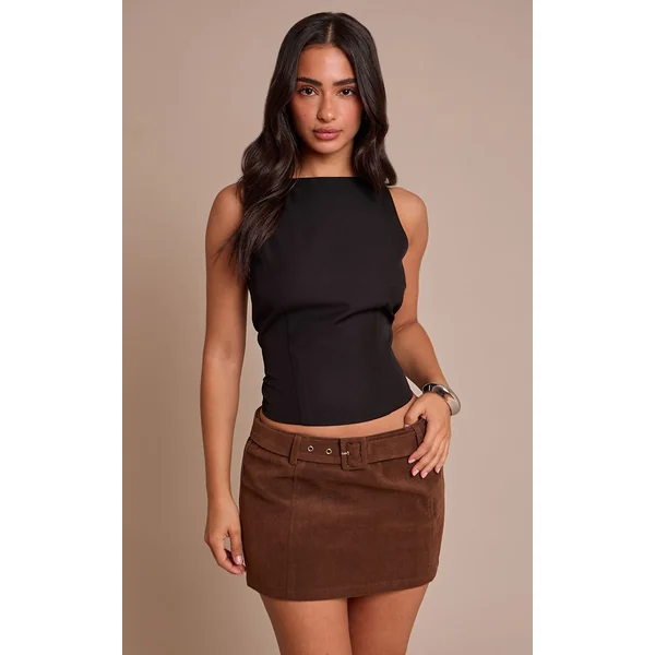Chocolat Mini Jupe Ceinturée En Synthétique Effet Croco Petite Taille