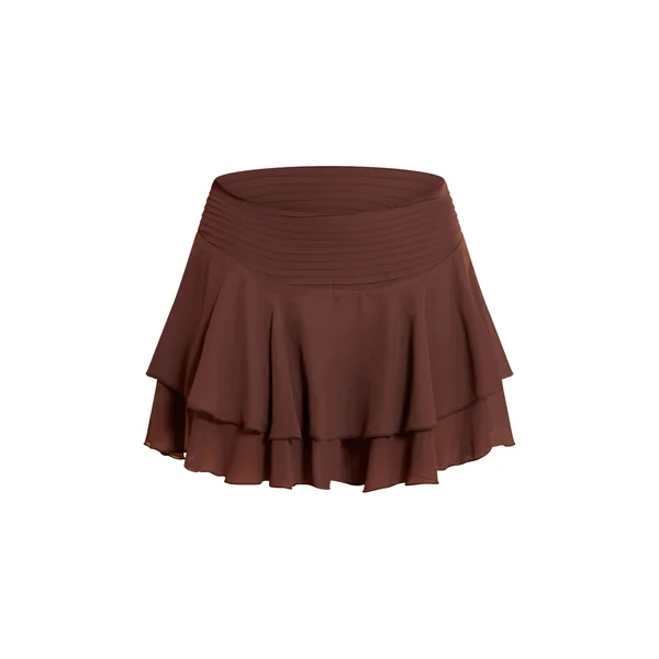 Chocolat Mini-jupe En Mousseline Plissée À Volants