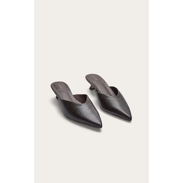 Chocolat Mules À Bout Pointu Et Petit Talon Effet Synthétique