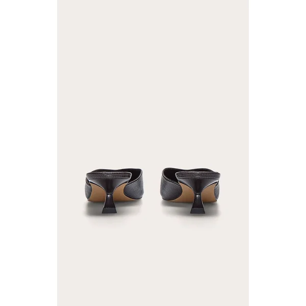 Chocolat Mules À Bout Pointu Et Petit Talon Effet Synthétique