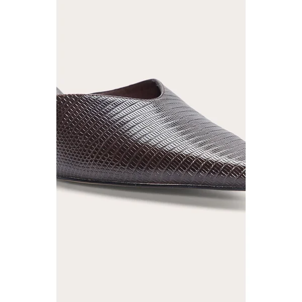 Chocolat Mules À Bout Pointu Et Petit Talon Effet Synthétique