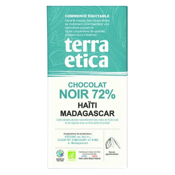 Chocolat noir Haïti Madagascar 72% 100g