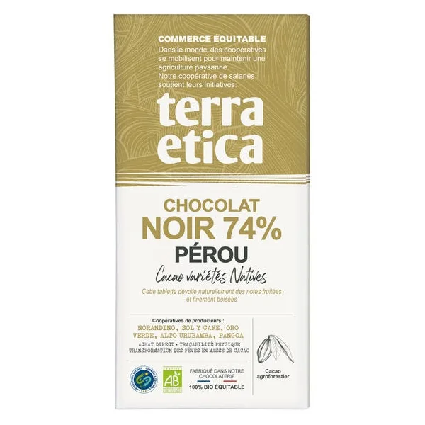 Chocolat noir Pérou 74% 100g