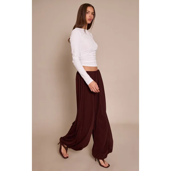 Chocolat Pantalon Ballon En Mousseline Légère